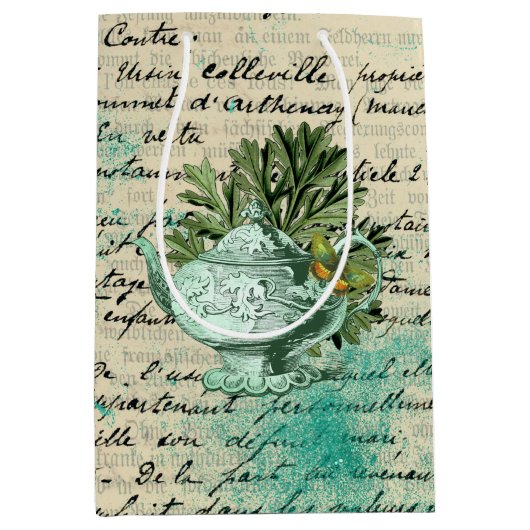 ヴィンテージティーポット&エフェメラコラージュ ミディアムペーパーバッグ (正面)