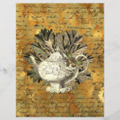 ヴィンテージティーポット&ゴールデンエフエメラスクラップブック紙 (裏面)