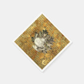 ヴィンテージティーポット&ゴールデンエフエメラ紙 スタンダードカクテルナプキン (角)