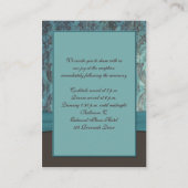 ヴィンテージティール（緑がかった色）とブラウンダマスク披露宴カード エンクロージャーカード (裏面)