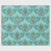ヴィンテージティール（緑がかった色）と金ゴールドワインのテーマ ラッピングペーパー (フラット)