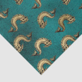 ヴィンテージティール（緑がかった色）と金ゴールド航海のヘリックパターン 薄葉紙 (詳細)