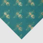 ヴィンテージティール（緑がかった色）と金箔ミツバチ 薄葉紙 (詳細)