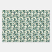 ヴィンテージティール（緑がかった色）の緑の葉葉のパタエレガントーン ラッピングペーパーシート (正面3)