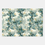 ヴィンテージティール（緑がかった色）の緑の葉葉のパタエレガントーン ラッピングペーパーシート (正面)
