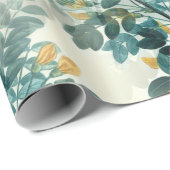 ヴィンテージティール(緑がかった色)の緑の葉葉のパタエレガントーン ラッピングペーパー (ロールコーナー)