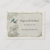 ヴィンテージティール（緑がかった色）の鳥座席表（メニュー選択あり） プレイスカード (裏面)