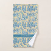 ヴィンテージティール（緑がかった色）イエロートイレデジュエプリント バスタオルセット (ハンドタオル)