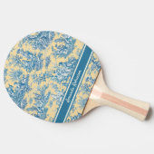 ヴィンテージティール（緑がかった色）イエロートイレデジュエプリント 卓球ラケット (横)