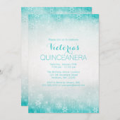 ヴィンテージティール（緑がかった色）ウィンターワンダーランドキンセアニェラ招待状 招待状 (正面/裏面)