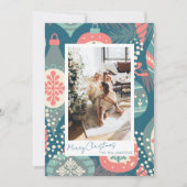 ヴィンテージティール（緑がかった色）クリスマスオーナメントカスタム写真 シーズンカード (正面)