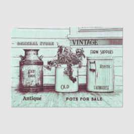 ヴィンテージティール（緑がかった色）グリーン素朴エフエマジャグス 薄葉紙