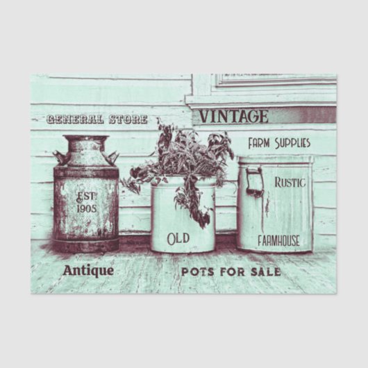 ヴィンテージティール(緑がかった色)グリーン素朴エフエマジャグス 薄葉紙 (正面)