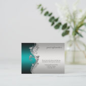 ヴィンテージティール(緑がかった色)シルバーブラック披露宴カード エンクロージャーカード (スタンド正面)