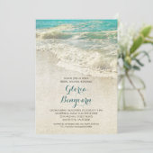 ヴィンテージティール（緑がかった色）シービーチブライダルシャワー招待 招待状 (スタンド正面)