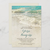 ヴィンテージティール（緑がかった色）シービーチブライダルシャワー招待 招待状 (正面/裏面)