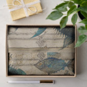 ヴィンテージティール(緑がかった色)スチームパンクフィッシュデクページ 薄葉紙 (ギフト)