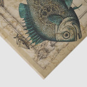 ヴィンテージティール(緑がかった色)スチームパンクフィッシュデクページ 薄葉紙 (詳細)