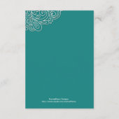 ヴィンテージティール（緑がかった色）スワールダンスクウェディング披露宴カード エンクロージャーカード (裏面)