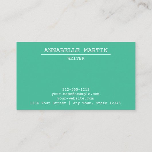 ヴィンテージティール（緑がかった色）タイプライター名刺 名刺 (裏面)