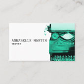 ヴィンテージティール(緑がかった色)タイプライター名刺 名刺 (正面)