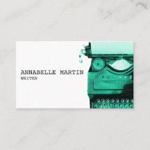 ヴィンテージティール（緑がかった色）タイプライター名刺