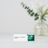 ヴィンテージティール（緑がかった色）タイプライタ スキニー名刺 (スタンド正面)