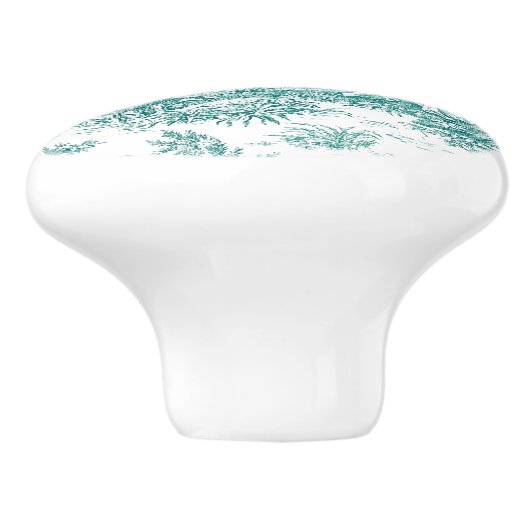 ヴィンテージティール（緑がかった色）ターコイズデジュイ印刷 セラミックノブ (側面)