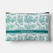 ヴィンテージティール（緑がかった色）ターコイズトイルドゥジュイ印刷 アクセサリーポーチ (正面)