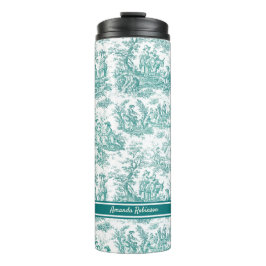 ヴィンテージティール（緑がかった色）ターコイズトイルドゥジュイ印刷 タンブラー