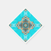 ヴィンテージティール(緑がかった色)ターコイズパターン結婚ボヘミア スタンダードカクテルナプキン (角)