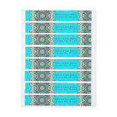 ヴィンテージティール(緑がかった色)ターコイズパターン結婚ボヘミア ラップアラウンド宛名ラベル (シート)