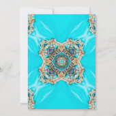 ヴィンテージティール（緑がかった色）ターコイズパターン結婚ボヘミア 招待状 (裏面)