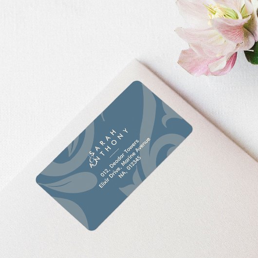 ヴィンテージティール（緑がかった色）ダマクラシックスク結婚住所 シール