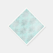 ヴィンテージティール（緑がかった色）ダマスク紙ナプキンス スタンダードカクテルナプキン (角)