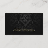 ヴィンテージティール(緑がかった色)ダマスク金ゴールドシザー美容師 名刺 (裏面)