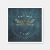 ヴィンテージティール（緑がかった色）ダークゴシック神秘的ドラゴンフライ結婚ズ スタンダードカクテルナプキン (正面)