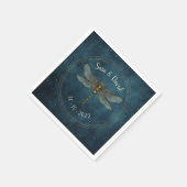 ヴィンテージティール（緑がかった色）ダークゴシック神秘的ドラゴンフライ結婚ズ スタンダードカクテルナプキン (角)