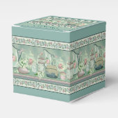 ヴィンテージティール（緑がかった色）ティー&バラキューブ優先ボックス フェイバーボックス (正面サイド)