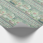 ヴィンテージティール（緑がかった色）ティー&バララッピング紙 ラッピングペーパー (角)