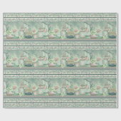 ヴィンテージティール（緑がかった色）ティー&バララッピング紙 ラッピングペーパー (フラット)