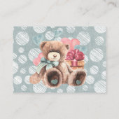 ヴィンテージティール（緑がかった色）トラックテディベアブックベビー 名刺 (裏面)