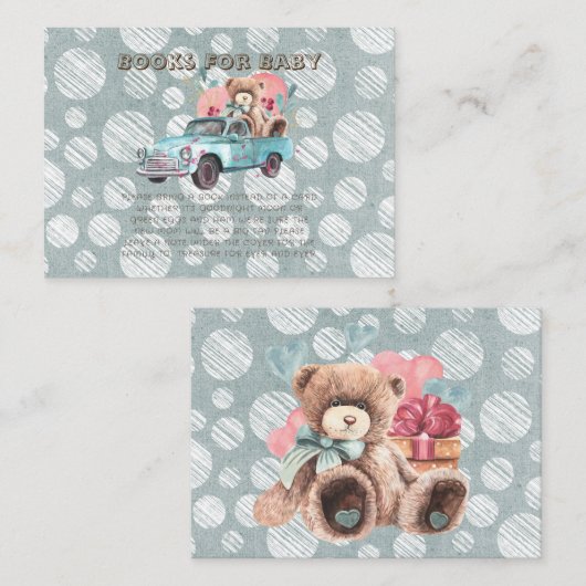 ヴィンテージティール（緑がかった色）トラックテディベアブックベビー 名刺 (正面/裏面)