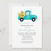 ヴィンテージティール（緑がかった色）トラックパンプキンブライダルシャワー招待状 招待状 (正面)