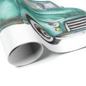 ヴィンテージティール(緑がかった色)トラックプレゼントクリスマスツリー ラッピングペーパー (ロールコーナー)