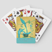 ヴィンテージティール（緑がかった色）ハミ結婚ンバードギフト遊ズカード トランプ (裏面)