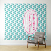 ヴィンテージティール(緑がかった色)ハートブライダルシャワー背景 タペストリー (インサイチュ(横))