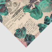 ヴィンテージティール(緑がかった色)バラスクリプトピンク赤面エフェメラティス 薄葉紙 (詳細)