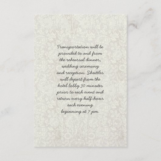 ヴィンテージティール(緑がかった色)バーズダマスク結婚式の情報カード エンクロージャーカード (裏面)