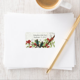 ヴィンテージティール（緑がかった色）バーズブルガンディーフローリングブランチRSVP ラベル